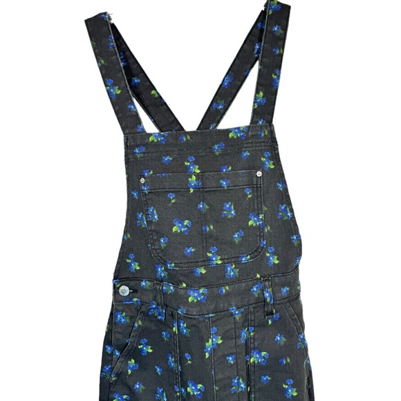 WeWoreWhat Ditsy Floral Print Slouchy Slit Overalls XS Black Blue Adjustable - Picture 5 of 10